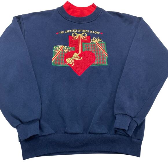 VTG 90s J. Macinally's Greatest of These is Love Mock Neck Sweatshirt, Size M - Picture 1 of 6